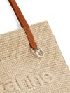 rabanne - Borsa a secchiello in raffia con logo impresso - 4