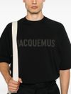 jacquemus - T-shirt in cotone nero con logo frontale - 1