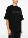 jacquemus - T-shirt in cotone nero con logo frontale - 2