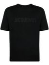 jacquemus - T-shirt in cotone nero con logo frontale