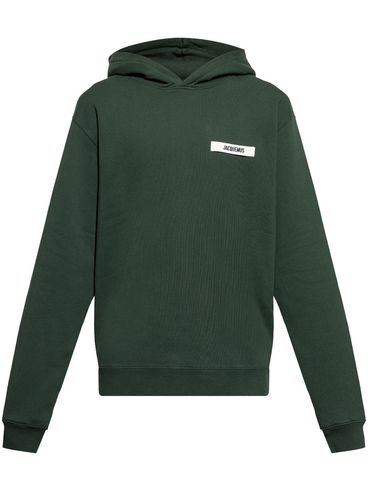 JACQUEMUS - Felpa in cotone verde con cappuccio e logo