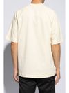 jacquemus - T-shirt in cotone beige con logo frontale - 3