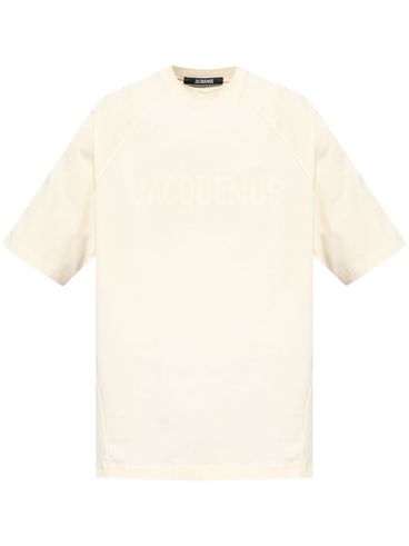 JACQUEMUS - T-shirt in cotone beige con logo frontale