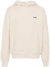 jacquemus - Felpa in cotone beige con cappuccio e logo