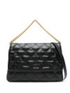 liu jo - Black quilted messenger bag with logo