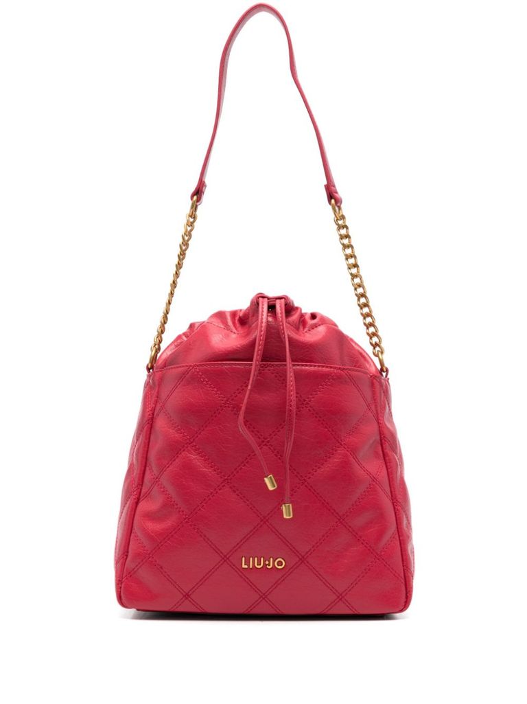 Liu •jo Red Quilted Bucket Bag With Drawstring Closure In Red