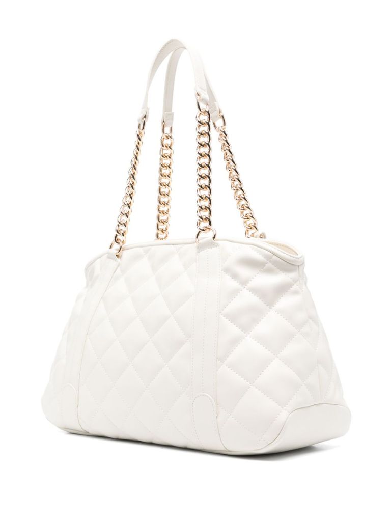 Cream quilted bag with logo