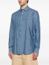 etro - Light blue linen shirt with embroidered logo - 3