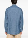 etro - Light blue linen shirt with embroidered logo - 2