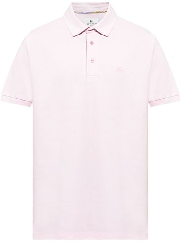 ETRO - Pink cotton polo shirt with embroidered logo