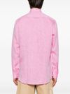 etro - Pink linen shirt with embroidered logo - 1