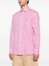 etro - Pink linen shirt with embroidered logo - 3