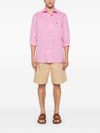 etro - Pink linen shirt with embroidered logo - 4