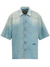 mm6 maison margiela - Denim shirt with embroidered logo and numbers