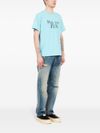 mm6 maison margiela - T-shirt in cotone celeste con scritta frontale - 1