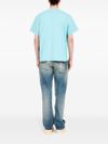 mm6 maison margiela - T-shirt in cotone celeste con scritta frontale - 5