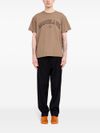 mm6 maison margiela - T-shirt in cotone beige con scritta - 4