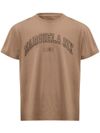 mm6 maison margiela - T-shirt in cotone beige con scritta