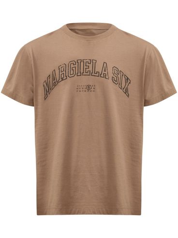 MM6 MAISON MARGIELA - T-shirt in cotone beige con scritta