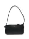 courrèges - Black leather shoulder bag with logo