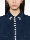 forte forte - Camicia blu denim con bottoni bianco perla - 4