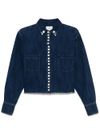 forte forte - Camicia blu denim con bottoni bianco perla