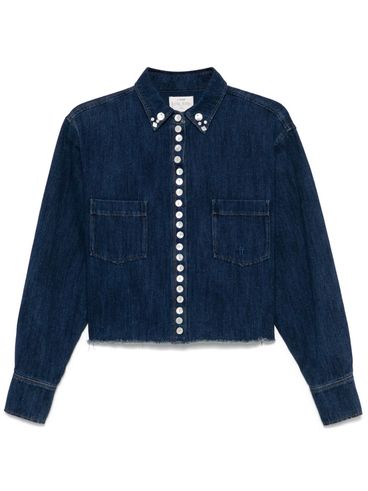 FORTE FORTE - Camicia blu denim con bottoni bianco perla