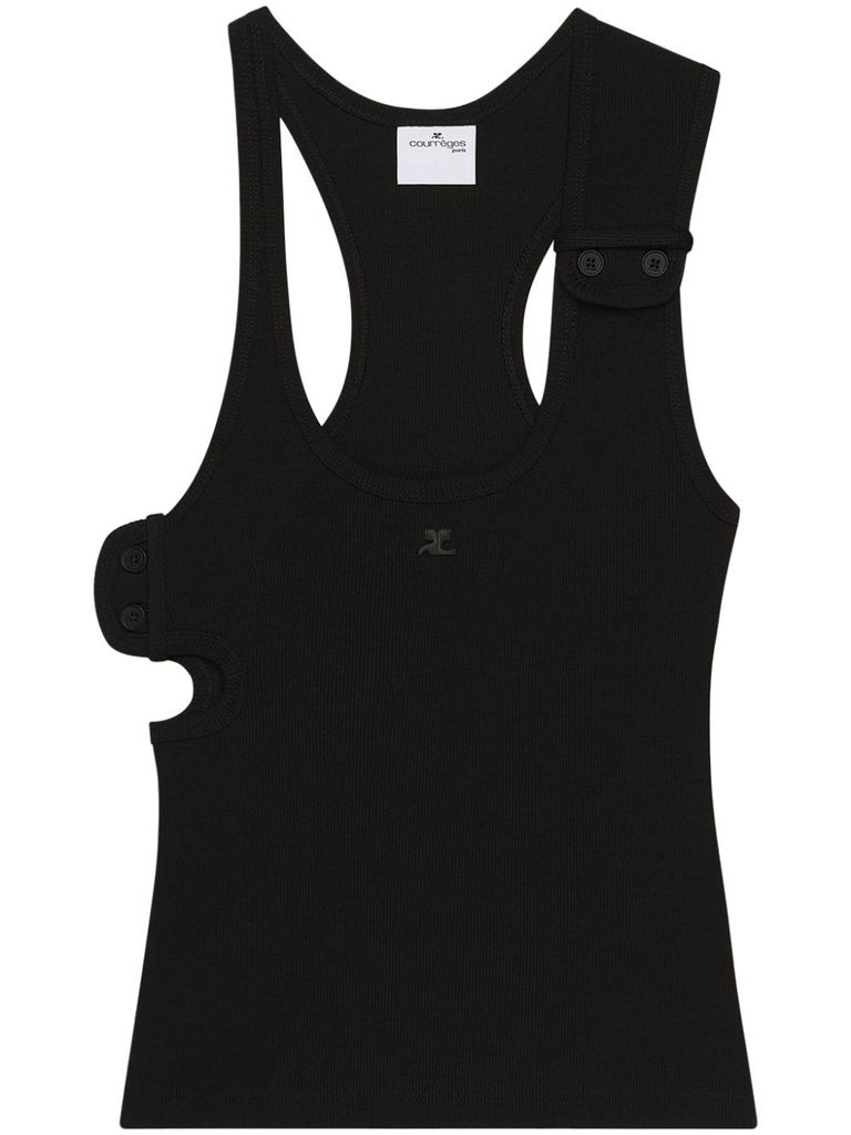 Shop Courrèges Asymmetric Black Tank Top