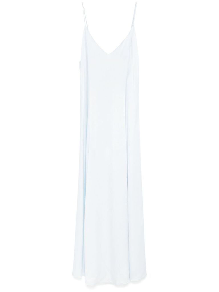 Shop Forte Forte Long White Dress With Thin Straps And Rear Slit In Blue