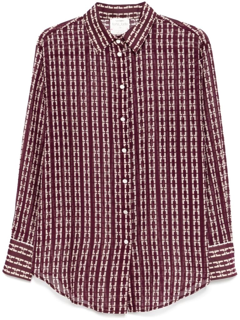 Shop Forte Forte Grape Purple Shirt With Geometric Print In Red