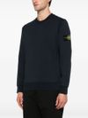 stone island - Felpa in cotone blu girocollo con logo - 1