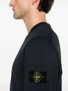 stone island - Felpa in cotone blu girocollo con logo - 3