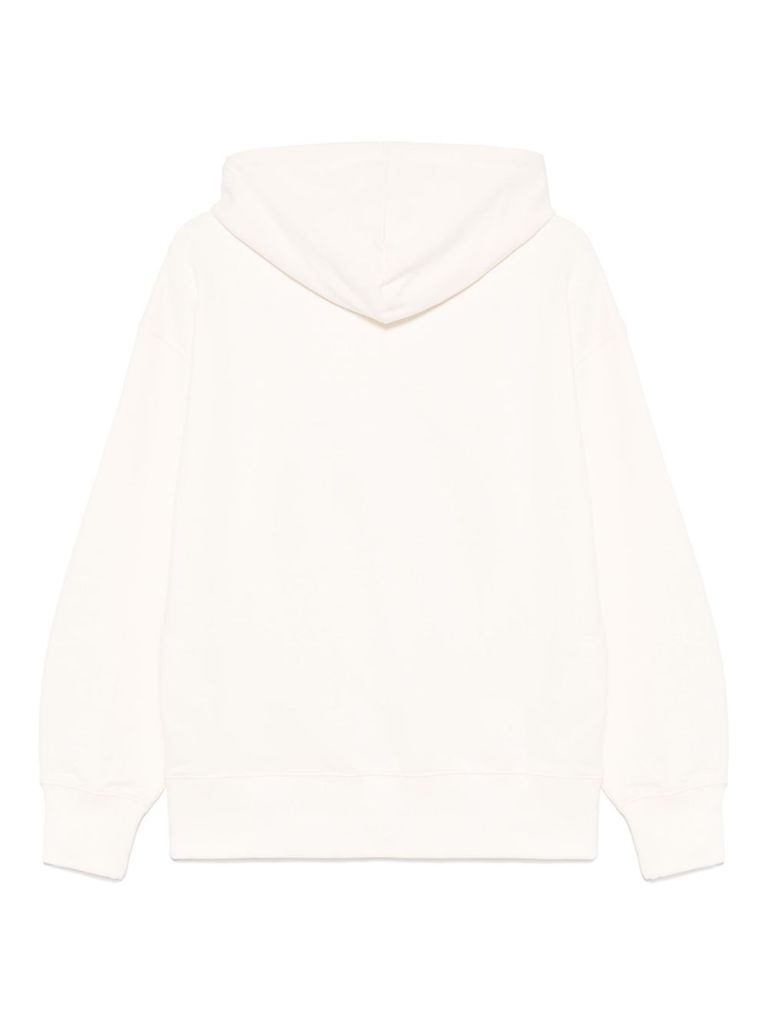 Msgm White Cotton Hoodie With Black Logo In White