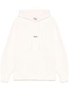 msgm - Felpa in cotone bianco con cappuccio e logo nero