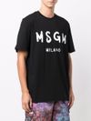 msgm - Black cotton t-shirt with logo print - 1