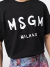 msgm - Black cotton t-shirt with logo print - 4