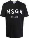 msgm - Black cotton t-shirt with logo print