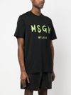 msgm - T-shirt in cotone nero con logo verde - 1