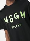 msgm - T-shirt in cotone nero con logo verde - 2