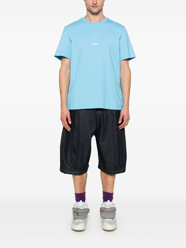 Light blue cotton crew neck t-shirt with logo