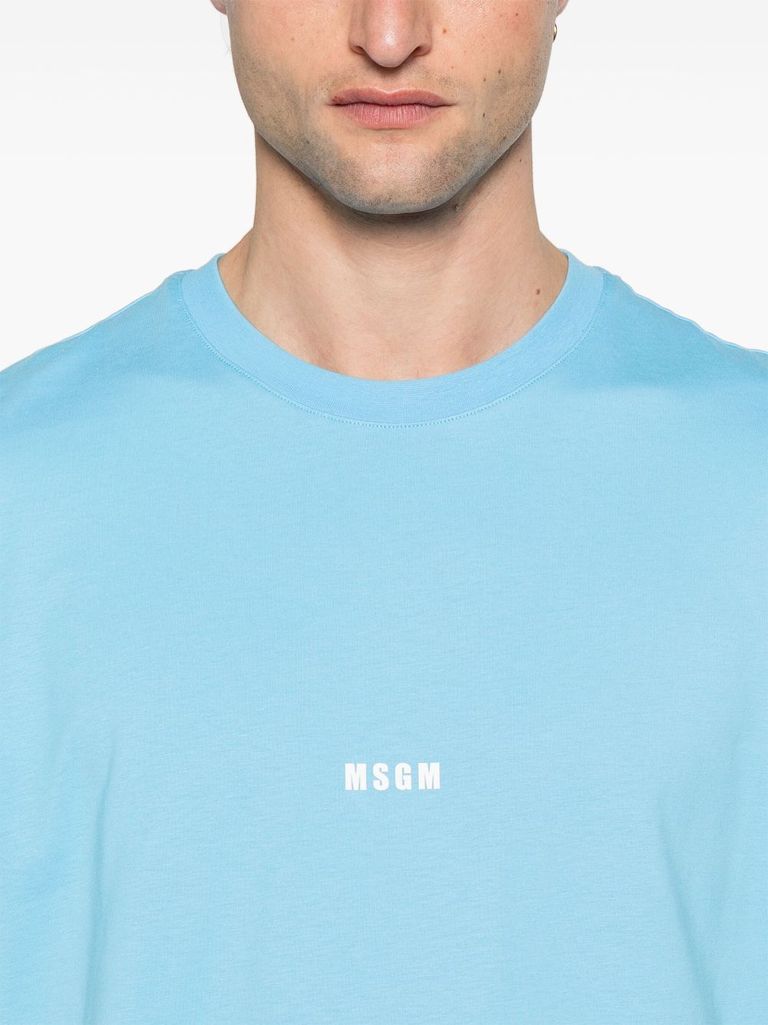 Light blue cotton crew neck t-shirt with logo