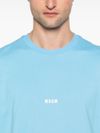 msgm - T-shirt in cotone celeste girocollo con logo - 2