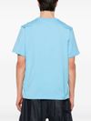 msgm - T-shirt in cotone celeste girocollo con logo - 3