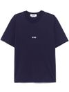 msgm - Blue cotton crew neck t-shirt with logo