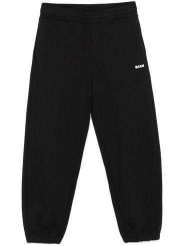 MSGM - Pantaloni tuta in cotone nero con logo bianco