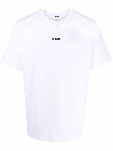 MSGM - T-shirt in cotone con logo stampato frontale