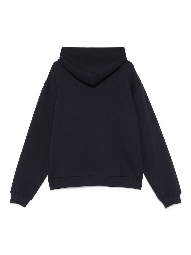 Msgm Cotton Hoodie With Print In Blue