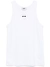 msgm - Canotta in cotone bianco con stampa logo nero