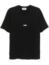 msgm - Black cotton crew neck t-shirt with logo