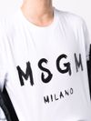 msgm - White cotton t-shirt with logo print - 1